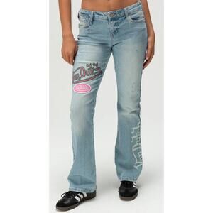 Von Dutch NEW Low Rise Bootcut Jean Y2K Embroidered Patch Denim Trashy Chic Logo
